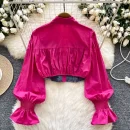 LW0753 Spring Dress Shirt Women 2025 New Design Sense Long Sleeve Splicing Color Short Denim Shirt Style Blouses Elegant Women