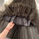 LE1304 Retro Elegant Boutique Women'S Set Costume Waist Velvet Shirt High Waist Pleated Half Skirt Western Style 2 Piece Set