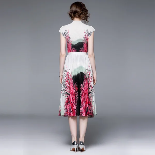 LE1267 in Stock Miyake Pleated Top Pleated Skirt Two-Piece Set 2025 New Printed Pleated Skirt Set - Image 6