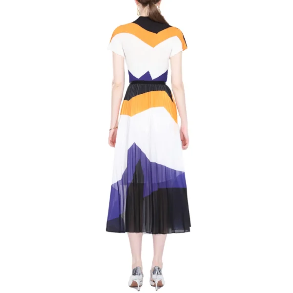 LE1258 Print Miyake  Pleated Short-sleeved T-shirt Loose Elastic Long Skirt 2 Piece Set High Quality Fabric Women's Sets - Image 6