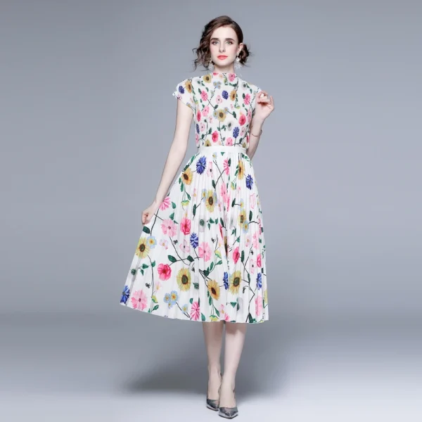 LE1240 in Stock Women's Sets Pleated Print Evening Gown Dress Elegant Summer 2 Piece Set for Women Miyake Pleated Boutique Skirt - Image 2