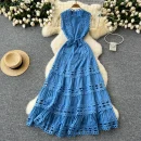 LE2617 Women'S Boutique Hollow Embroidery Maxi Dresses Elegant Sleeveless Lace Robe Socialite Party Lace Dresses Women Elegant
