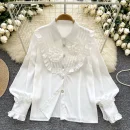 LW0745 Senior Sense Shirt Women Three-Dimensional Flower Light Luxury Temperament Blouses Elegant Women