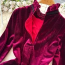 LE2663 2025 Winter Socialite Midi Evening Dresses for Woman Autumn High-End Dinner Dress Ruffled Collar Velvet Long Dress Female