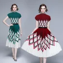 LE1237 New Arrived Miyake High Quality Elegant Print Pleated Fashion Suit Two-Piece Set Boutique Dress Skirts
