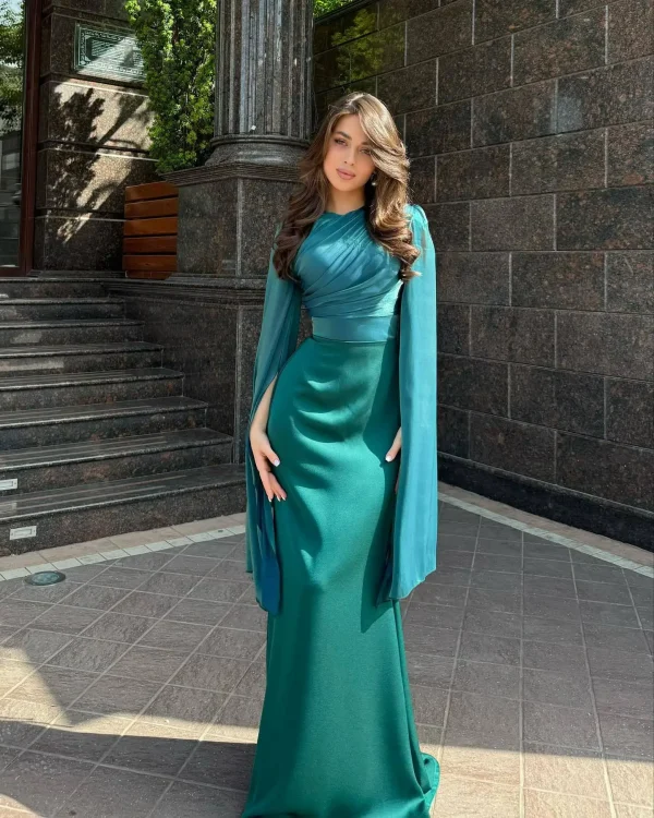 LE2591 Autumn Patchwork Gauze Ong Sleeve Party Maxi Dresses Socialite Party Evening Gown Ladies Lace-Up Back Design Dress Women - Image 2