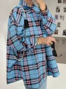 Plus Size Graceful All-match Plaid Casual Shirt 2025 New Arrival Hot Sale Simple Loose Top Coat Women