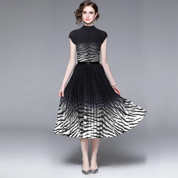 2025 Leopard Print Miyake Pleated Top Long Pleated Skirt High Quality Fabric Pleated Top Pleated Skirt Boutique Women's Sets - Image 3