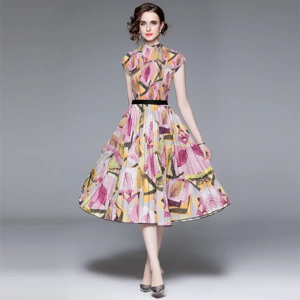 High Quality 2 Piece Sets Short-Sleeved T-Shirt Women Two Miyake Pleated Skirt Set Printed Pleated Boutique Women'S Set