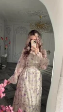 LE2700 Dubai Floral Printed Party Dinner Evening Gown Maxi Women 2025 Fall Gentle Snow Textile Gentle Floral Long Dress Lady