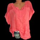 Fashion Women's Lace V-neck Embroidery Short-sleeved Chiffon Bat Shirt