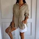 New Single-breasted Pleated Lapel Shirt Ladies Solid Colour Blouse