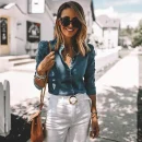 Women Fashion High Quality Outwear Wash Denim Blouse Shirt Jacket