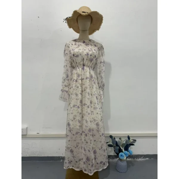 LE2700 Dubai Floral Printed Party Dinner Evening Gown Maxi Women 2025 Fall Gentle Snow Textile Gentle Floral Long Dress Lady