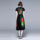 Fast Delivery Boutique Two Piece Sets Printed Short Sleeve Top Printed Long Pleated Skirt Miyake Pleated Casual Style Sets