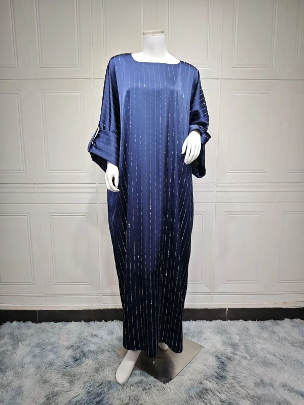 LE2727 Middle East Muslim Elegant Long-Sleeved Dinner Dress Hot Drill Craft Set Robe Long Dress Abaya Women Maxi Dresses - Image 6