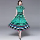 LE1357 Original Design 2025 Dressy Print Miyake Ruffle Elegant Fashion 2 Piece Set High Stretch Loose Top Pleated Skirt Set