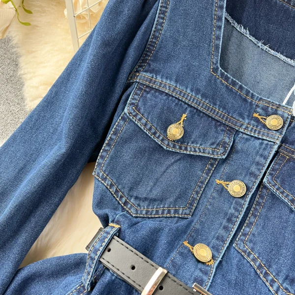 LE2650 Ladies Boutique Denim Dresseses Female Korean Long Sleeve Autumn Winter Midi Dress Woman Direct 2025 - Image 6