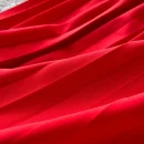 LE2624 Temperament Large Size Deep V-Neck Evening Dress Red Pleated Skirt Stitching Bridesmaid'S Wedding Dress Loose Maxidress