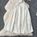 LE2082 Women'S Disk-Buckle Tassel Short Top Temperament 100 Matching Skirt Women'S Senior Sense of Two Sets