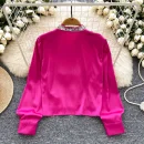 LW0823 Light Style Sequin Stand Collar Long Sleeve Satin Shirt Slimming Top For Women Blouses Elegant Women Ladies