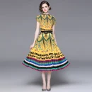 LE1357 Original Design 2025 Dressy Print Miyake Ruffle Elegant Fashion 2 Piece Set High Stretch Loose Top Pleated Skirt Set