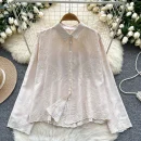 LW0655 Vintage Style Embroidery Shirt Women'S Loose Casual Long-Sleeved Blouse Shirts for Women Tops