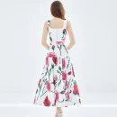 LE1383 Rose Print Stitching Chest Lift Suspender + Half Skirt Two-Piece Set Resort Style Boutique Women'S Wear With Chest Pad