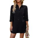 2025 Summer Shirt Women Temperament Commuter Solid Color Long Sleeve Tops High Quality Cotton T-shirt Simple Cardigan Fashion