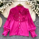 LW0745 Senior Sense Shirt Women Three-Dimensional Flower Light Luxury Temperament Blouses Elegant Women
