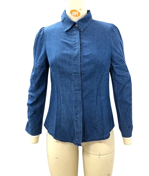Women Fashion High Quality Outwear Wash Denim Blouse Shirt Jacket - Image 5