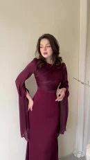 LE2591 Autumn Patchwork Gauze Ong Sleeve Party Maxi Dresses Socialite Party Evening Gown Ladies Lace-Up Back Design Dress Women