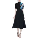 LE1256 Print Miyake  Pleated Short-sleeved T-shirt Loose Elastic Long Skirt 2 Piece Set High Quality Fabric Women's Sets