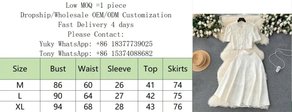 LE2082 Women'S Disk-Buckle Tassel Short Top Temperament 100 Matching Skirt Women'S Senior Sense of Two Sets - Image 6