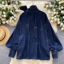 LW0834 Vintage Woman Blouse Elegant Relaxed Blouse Ruched Decoration Breathable Spring Season Woven Europe