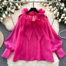 LW0831 Long Sleeve Shirt 2025 Spring New Lace-Up Ruffled Loose Temperament Blouses Elegant Women Ladies Tops For Women Casual