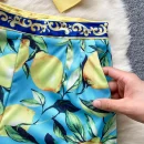 2 Piece Outfits Sets Fashion Print Set Female New Waist Tie Lemon Print Long-Sleeved Shirt High Waist Thin Shorts Two-Piece