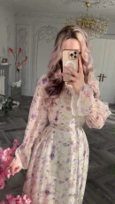LE2700 Dubai Floral Printed Party Dinner Evening Gown Maxi Women 2025 Fall Gentle Snow Textile Gentle Floral Long Dress Lady