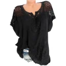 Fashion Women's Lace V-neck Embroidery Short-sleeved Chiffon Bat Shirt