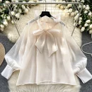 LW0831 Long Sleeve Shirt 2025 Spring New Lace-Up Ruffled Loose Temperament Blouses Elegant Women Ladies Tops For Women Casual