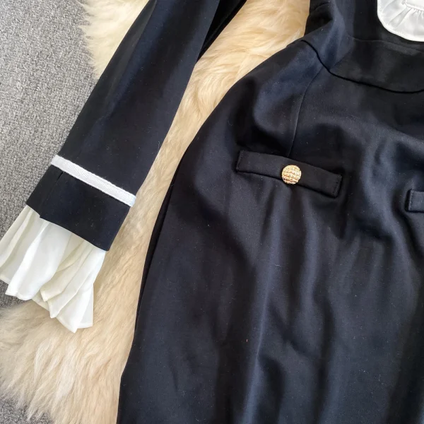 LE2583 Autumn Korean Socialite Ruffled Long Sleeve Midi Dresses Women Boutique Long Dresses Button Hip Wrap Dresses Female 2025 - Image 6
