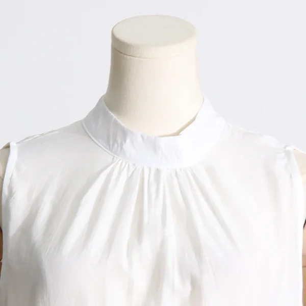 LE1687 Boutique Hot Sale 2025 New Pleated Collar Sleeveless Top Asymmetric Splicing Ruffled Half-body Skirt Two-piece Set - Image 4