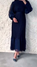 LE2698 Saudi Arabian Maxi Evening Dresses Temperament Luxury Stand Collar Women'S Spring Cross-Border Dress Long Pleated Dresses
