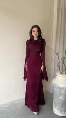 LE2591 Autumn Patchwork Gauze Ong Sleeve Party Maxi Dresses Socialite Party Evening Gown Ladies Lace-Up Back Design Dress Women