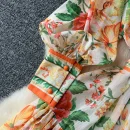 LE2635 Ethnic Chiffon Maxi Printed Dress Ladies Court Style Stand Collar Long Sleeve Long Gown Boutique Holiday Dress for Women