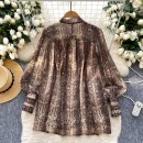 LW0752 Blouses Elegant Women Ladies Spring Day Shirt 2025 New Bow Tie With Lantern Sleeve Printed Shirt