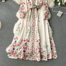 LE2584 Vintage Maxi Printed Dresses 2025 New Autumn Lantern Long Sleeve Evening Gown Single Breasted Women Boutique Long Dresses