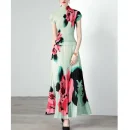 LE1277 in Stock High-Quality Floral Print Pleated Skirt Short Sleeve Shirt Printed Pleated Skirt Boutique Women'S 2-Piece Set