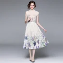 LE1279 2025 Boutique Two Piece Set T-Shirt Printed Pleated Skirt Boutique Women'S 2-Piece Set Miyake Pleated Casual Style Sets