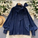 LW0834 Vintage Woman Blouse Elegant Relaxed Blouse Ruched Decoration Breathable Spring Season Woven Europe
